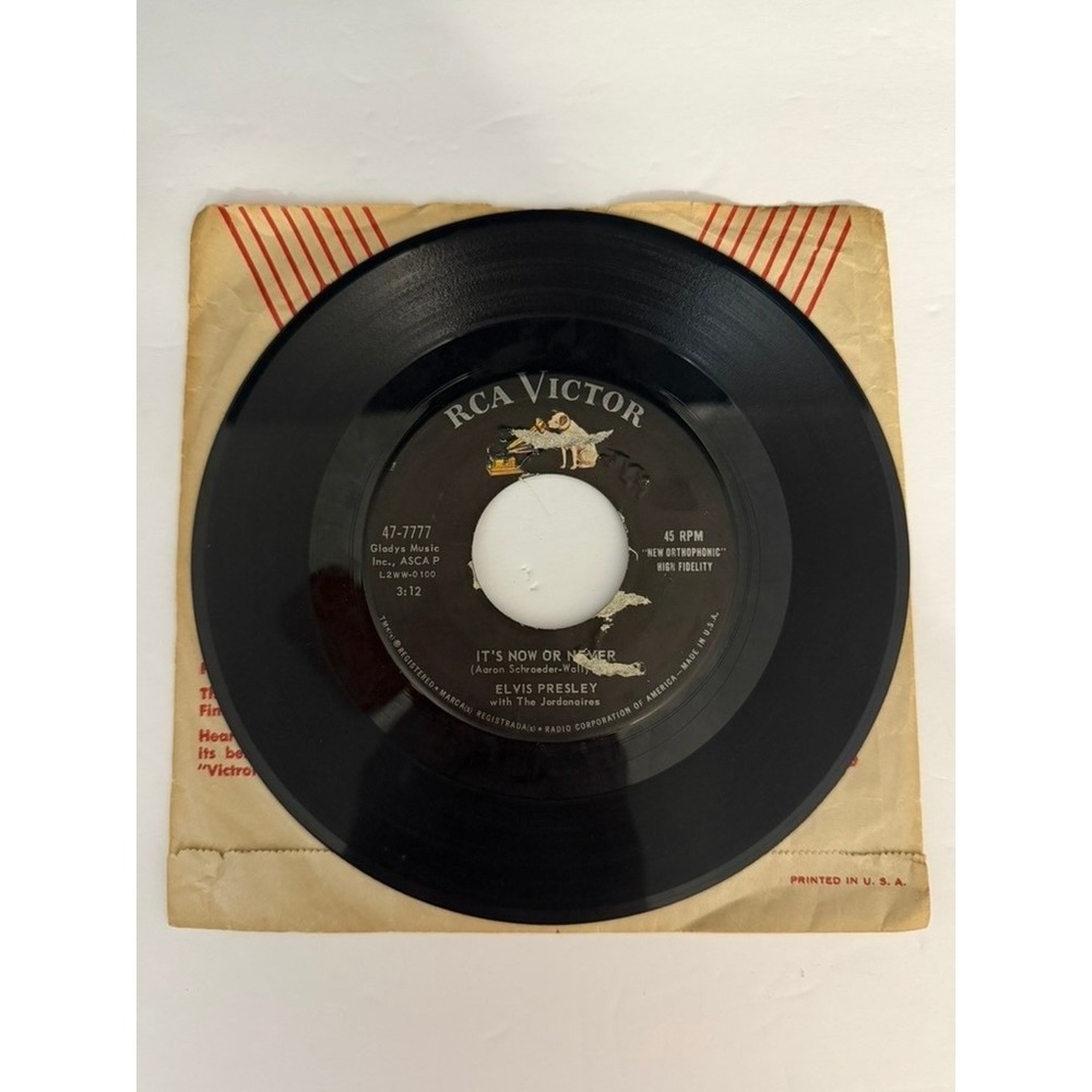 Elvis Presley It's Now Or Never A Mess Of Blues 45 RPM RCA Victor 47-7777 Vinyl